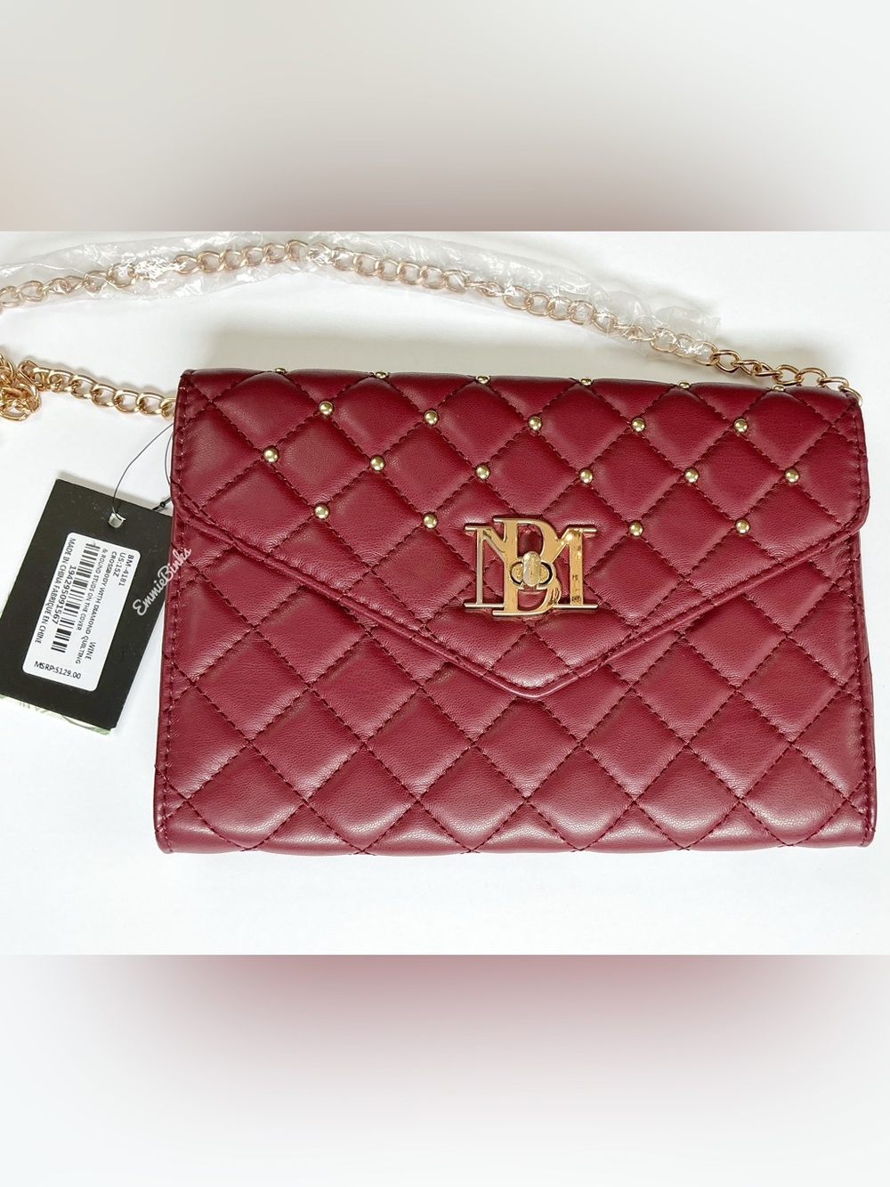 NWT Badgley Mischka Vegan Quilted Leather Envelope Crossbody Purse